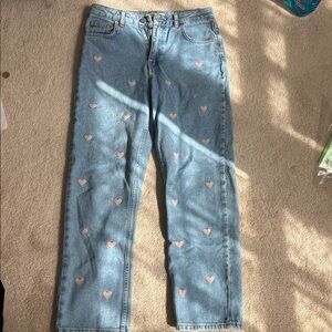 Heart Patterned Blue Jeans
